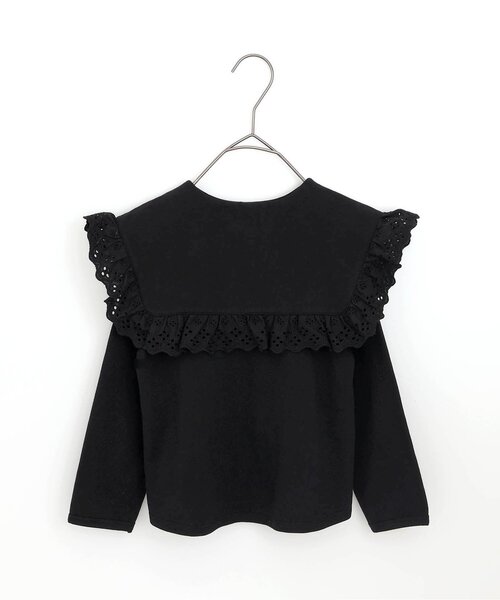 p.premier（ピードットプルミエ）の「レース使いの大きな衿の長袖Tシャツ（Tシャツ/カットソー・キッズ・ブラック/アイボリー/ブラウン・90/100/110/120/80/130/140）」の13枚目の写真