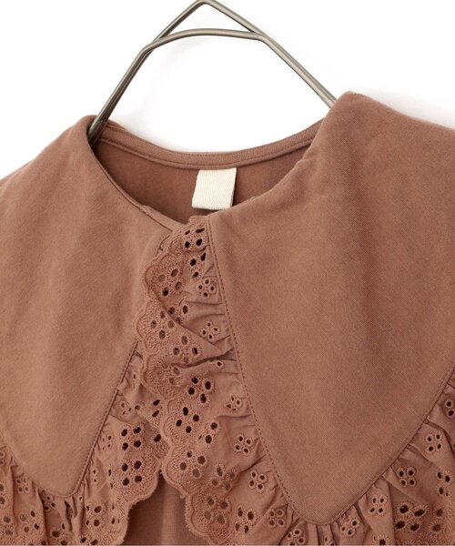 p.premier（ピードットプルミエ）の「レース使いの大きな衿の長袖Tシャツ（Tシャツ/カットソー・キッズ・ブラック/アイボリー/ブラウン・90/100/110/120/80/130/140）」の9枚目の写真