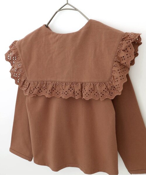 p.premier（ピードットプルミエ）の「レース使いの大きな衿の長袖Tシャツ（Tシャツ/カットソー・キッズ・ブラック/アイボリー/ブラウン・90/100/110/120/80/130/140）」の20枚目の写真