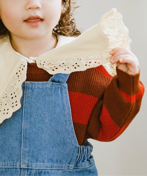 p.premier（ピードットプルミエ）の「レース使いの大きな衿の長袖Tシャツ（Tシャツ/カットソー・キッズ・ブラック/アイボリー/ブラウン・90/100/110/120/80/130/140）」の14枚目の写真