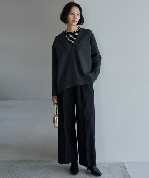洗える】コットンカシミヤ クルーネックカットソー（Tシャツ