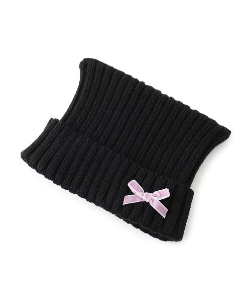 SHOO・LA・RUE（シューラルー）の「◆ネコ耳ワッチ（ニットキャップ/ビーニー・キッズ・パープル系1/アイボリー系2/ブラック・99）」の2枚目の写真