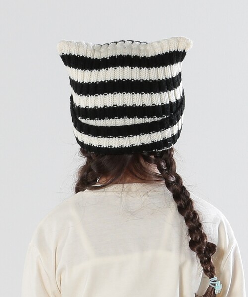 SHOO・LA・RUE（シューラルー）の「◆ネコ耳ワッチ（ニットキャップ/ビーニー・キッズ・パープル系1/アイボリー系2/ブラック・99）」の7枚目の写真