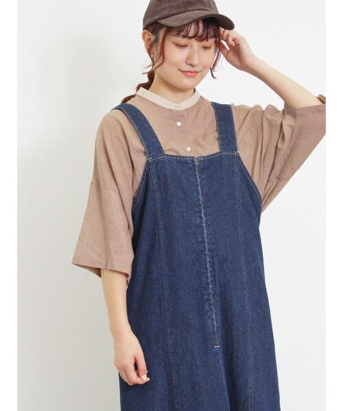 Samansa Mos2（サマンサ モスモス）の「千鳥格子柄クレリックオーバーシャツ（シャツ/ブラウス・レディース・ブルー/チャコールグレー/ブラック/ブラウン・F）」の6枚目の写真