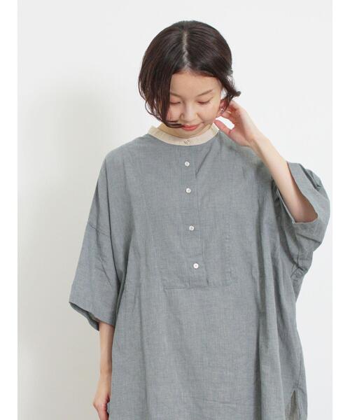 Samansa Mos2（サマンサ モスモス）の「千鳥格子柄クレリックオーバーシャツ（シャツ/ブラウス・レディース・ブルー/チャコールグレー/ブラック/ブラウン・F）」の9枚目の写真