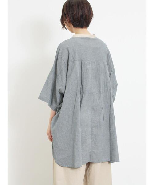 Samansa Mos2（サマンサ モスモス）の「千鳥格子柄クレリックオーバーシャツ（シャツ/ブラウス・レディース・ブルー/チャコールグレー/ブラック/ブラウン・F）」の12枚目の写真