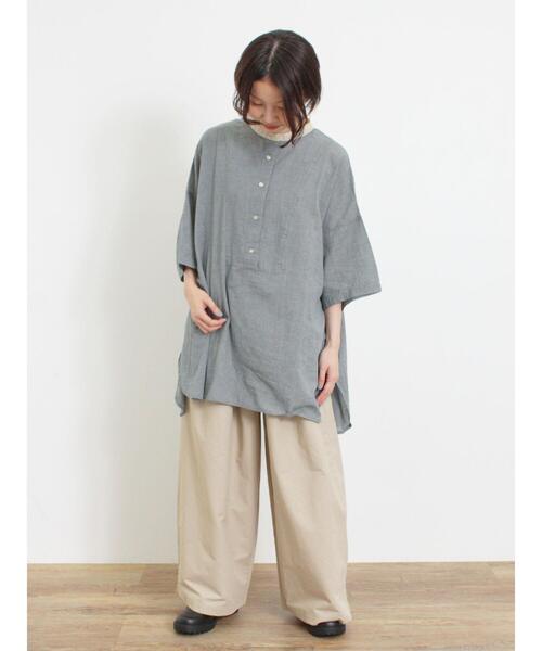 Samansa Mos2（サマンサ モスモス）の「千鳥格子柄クレリックオーバーシャツ（シャツ/ブラウス・レディース・ブルー/チャコールグレー/ブラック/ブラウン・F）」の13枚目の写真