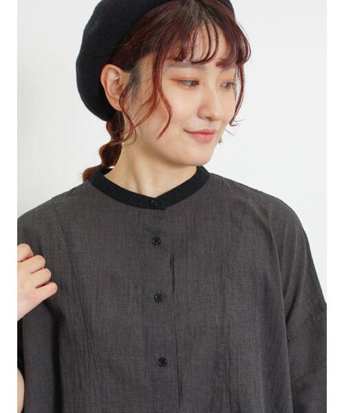 Samansa Mos2（サマンサ モスモス）の「千鳥格子柄クレリックオーバーシャツ（シャツ/ブラウス・レディース・ブルー/チャコールグレー/ブラック/ブラウン・F）」の21枚目の写真