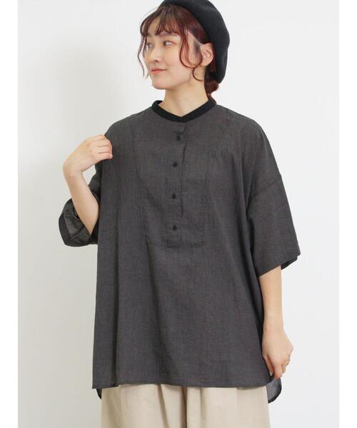 Samansa Mos2（サマンサ モスモス）の「千鳥格子柄クレリックオーバーシャツ（シャツ/ブラウス・レディース・ブルー/チャコールグレー/ブラック/ブラウン・F）」の22枚目の写真