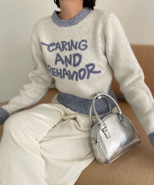 WEGO（ウィゴー）の「WEGO/フラッフィーグラフィックちびニット（ニット/セーター・レディース・ブラック/オフホワイト/杢グレー/ブラック系その他/その他4/アイボリー/その他1/その他2/その他3・FREE）」の14枚目の写真