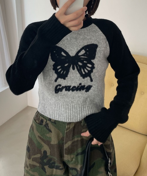 WEGO（ウィゴー）の「WEGO/フラッフィーグラフィックちびニット（ニット/セーター・レディース・ブラック/オフホワイト/杢グレー/ブラック系その他/その他4/アイボリー/その他1/その他2/その他3・FREE）」の17枚目の写真