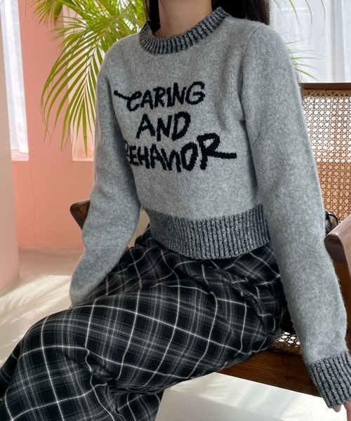 WEGO（ウィゴー）の「WEGO/フラッフィーグラフィックちびニット（ニット/セーター・レディース・ブラック/オフホワイト/杢グレー/ブラック系その他/その他4/アイボリー/その他1/その他2/その他3・FREE）」の21枚目の写真