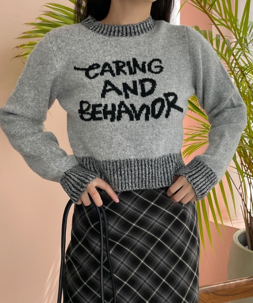 WEGO（ウィゴー）の「WEGO/フラッフィーグラフィックちびニット（ニット/セーター・レディース・ブラック/オフホワイト/杢グレー/ブラック系その他/その他4/アイボリー/その他1/その他2/その他3・FREE）」の22枚目の写真