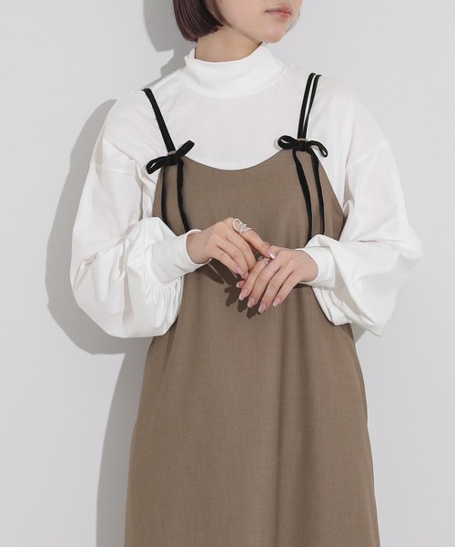n'OrLABEL(ノアールレーベル)の「タートルボリューム袖ロンT(Tシャツ/カットソー・レディース・ボルドー/オフホワイト/ブラック/チャコールグレー・2/1)」の2枚目の写真