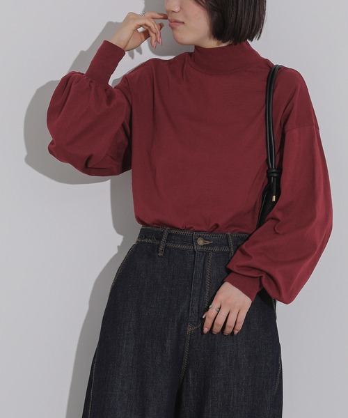 n'OrLABEL(ノアールレーベル)の「タートルボリューム袖ロンT(Tシャツ/カットソー・レディース・ボルドー/オフホワイト/ブラック/チャコールグレー・2/1)」の4枚目の写真