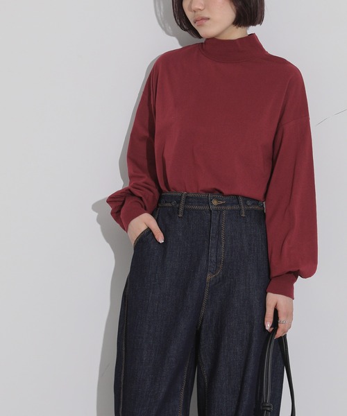 n'OrLABEL(ノアールレーベル)の「タートルボリューム袖ロンT(Tシャツ/カットソー・レディース・ボルドー/オフホワイト/ブラック/チャコールグレー・2/1)」の16枚目の写真