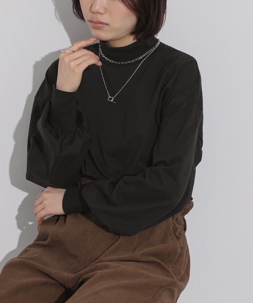 n'OrLABEL(ノアールレーベル)の「タートルボリューム袖ロンT(Tシャツ/カットソー・レディース・ボルドー/オフホワイト/ブラック/チャコールグレー・2/1)」の18枚目の写真