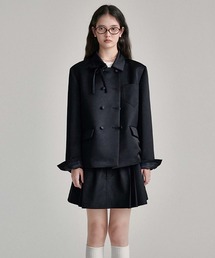 リボン付き襟 ダブルブレストサテンジャケット FQ24W033【Fano Studios
