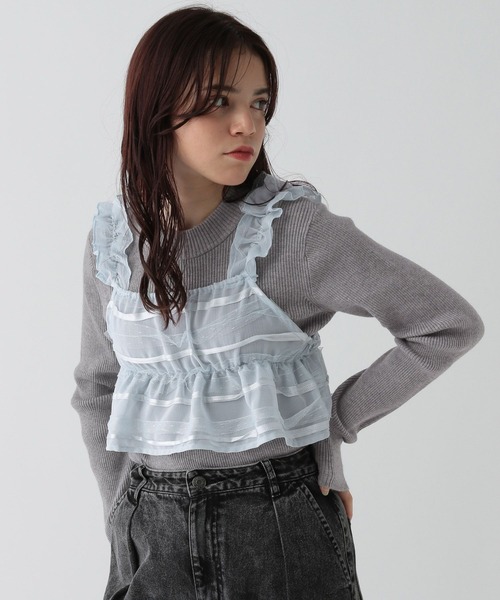 GLOBAL WORK(グローバルワーク)の「2SETメルティ*ビスチェ/AND YUA ANY/142322(ニット/セーター・キッズ・グレー×サックスブルー/ブラック×ブラック・150cm/160cm)」の21枚目の写真