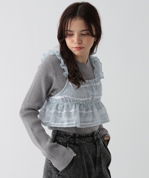 GLOBAL WORK(グローバルワーク)の「2SETメルティ*ビスチェ/AND YUA ANY/142322(ニット/セーター・キッズ・グレー×サックスブルー/ブラック×ブラック・150cm/160cm)」の22枚目の写真