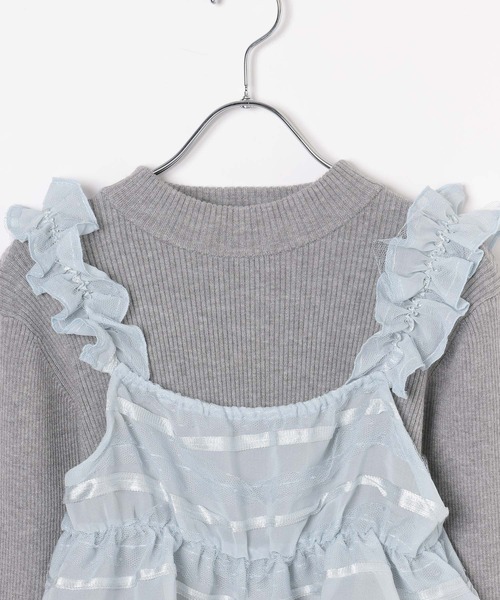 GLOBAL WORK(グローバルワーク)の「2SETメルティ*ビスチェ/AND YUA ANY/142322(ニット/セーター・キッズ・グレー×サックスブルー/ブラック×ブラック・150cm/160cm)」の15枚目の写真