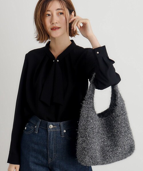 grove（グローブ）の「◆ラメニットショルダー（トートバッグ・レディース・チャコールグレー/オフホワイト/グレー・00）」の2枚目の写真