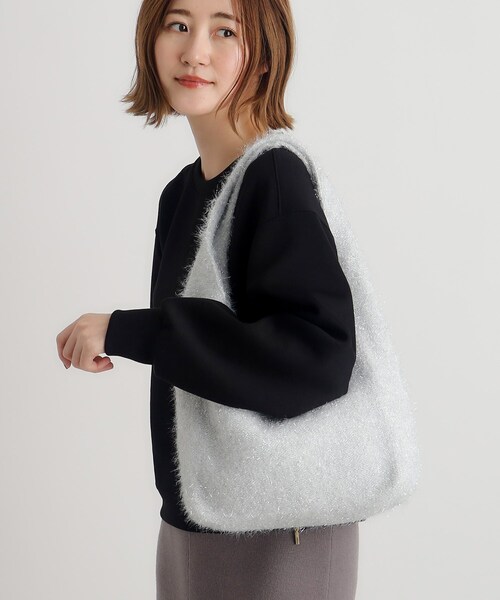 grove（グローブ）の「◆ラメニットショルダー（トートバッグ・レディース・チャコールグレー/オフホワイト/グレー・00）」の4枚目の写真