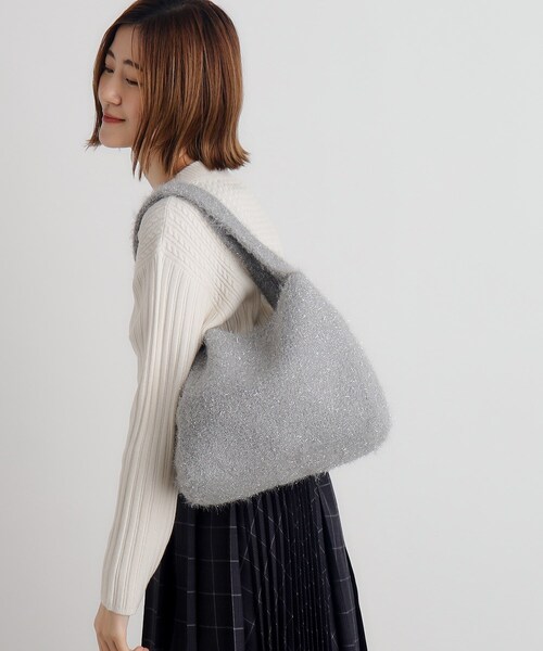 grove（グローブ）の「◆ラメニットショルダー（トートバッグ・レディース・チャコールグレー/オフホワイト/グレー・00）」の6枚目の写真