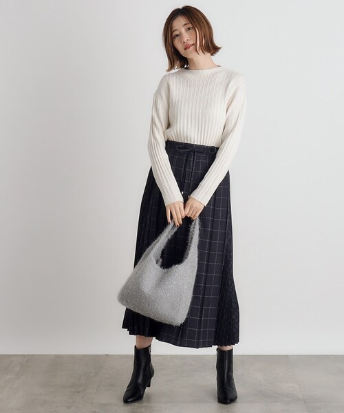 grove（グローブ）の「◆ラメニットショルダー（トートバッグ・レディース・チャコールグレー/オフホワイト/グレー・00）」の7枚目の写真