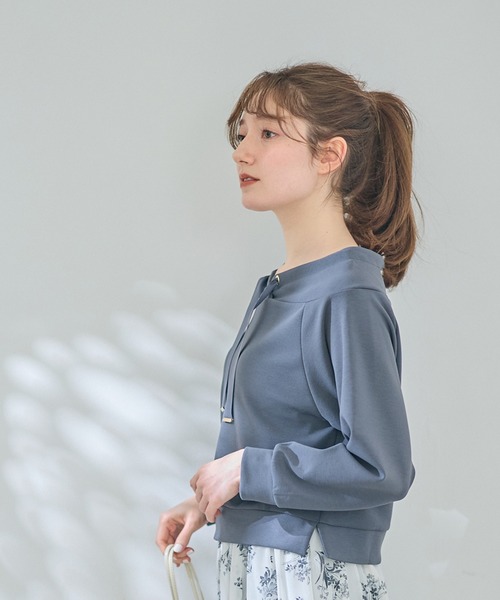 12Twelve Agenda(トゥエルブ アジェンダ)の「フード風サイドスリット9分袖カットソープルオーバー(Tシャツ/カットソー・レディース・ライトグレー/オフホワイト/チャコールグレー/ミント・M)」の20枚目の写真