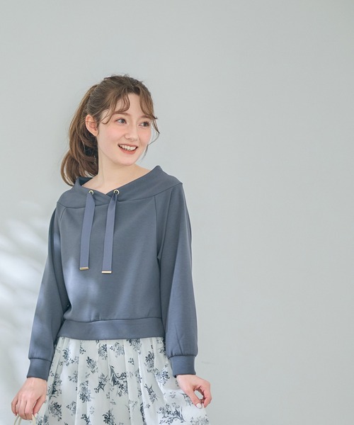 12Twelve Agenda(トゥエルブ アジェンダ)の「フード風サイドスリット9分袖カットソープルオーバー(Tシャツ/カットソー・レディース・ライトグレー/オフホワイト/チャコールグレー/ミント・M)」の19枚目の写真