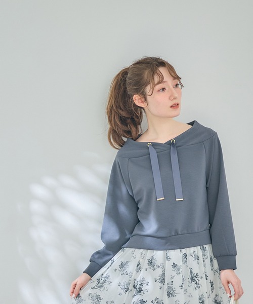 12Twelve Agenda(トゥエルブ アジェンダ)の「フード風サイドスリット9分袖カットソープルオーバー(Tシャツ/カットソー・レディース・ライトグレー/オフホワイト/チャコールグレー/ミント・M)」の18枚目の写真