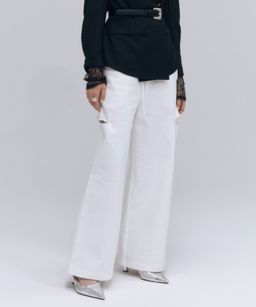 SLIT SWEAT PANTS with PEARL/スリットスウェットパンツウィズパール