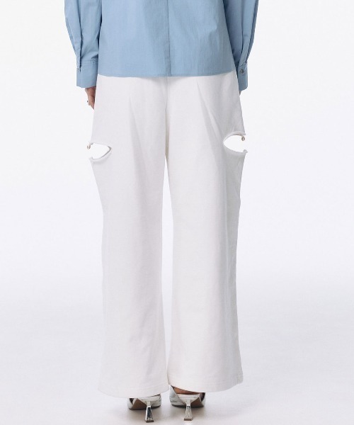 SLIT SWEAT PANTS with PEARL/スリットスウェットパンツウィズ