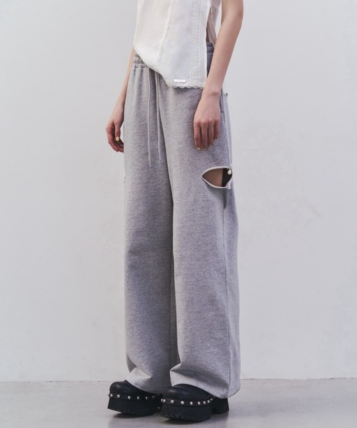 SLIT SWEAT PANTS with PEARL/スリットスウェットパンツウィズパール