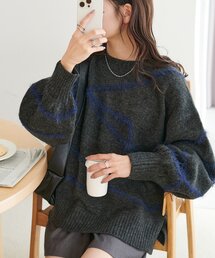 DISCOAT | メランジヤーン線柄プルオーバー(ニット/セーター)