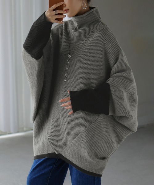 HUG.U(ハグユー)の「モテ。包まれドルマンニット(ニット/セーター・レディース・モカ/ライトベージュ/ターコイズブルー/グレー/レッド/ブラック/ブラック×ホワイト/レッド系その他/ベージュ系その他/ベージュ系その他2/グレー系その他2/ブラック系その他/レッド系その他2/ブラウン系その他/グレー系その他/グレー系その他3/ブルー系その他/ブラック系その他2/レッド系/ベージュ系その他3・FREE)」の9枚目の写真