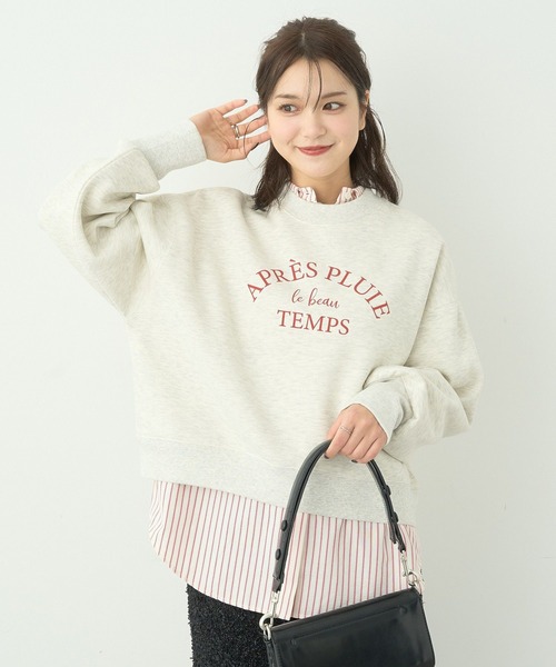 earth music&ecology（アースミュージックアンドエコロジー）の「アソートロゴショートスウェット（スウェット・レディース・チャコールグレー/ピンクベージュ/オートミール/ネイビー・FREE）」の17枚目の写真