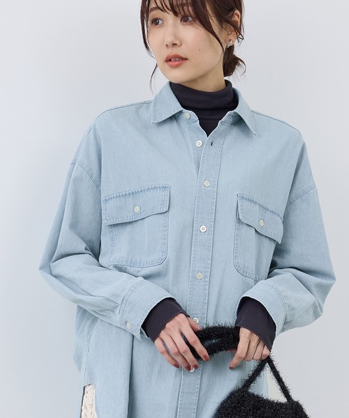 ROPE' PICNIC（ロペピクニック）の「デニムシャツ（シャツ/ブラウス・レディース・ブルー/サックスブルー・38）」の6枚目の写真