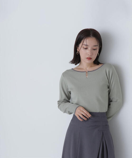 【セール】◇バイカラーメタルポイントニット（ニット/セーター）｜NATURAL BEAUTY BASIC（ナチュラルビューティーベーシック）