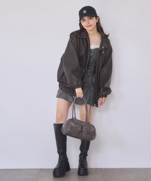 one after another NICE CLAUP（ワンアフターアナザーナイスクラップ）の「ドロストチュニックワンピース（ワンピース・レディース・チャコールグレー/アイボリー/ブラック・FREE）」の18枚目の写真