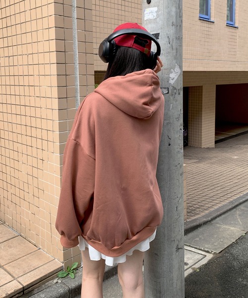 Teem Store(チームストア)の「ハーフジップBIGシルエットパーカー(裏起毛)(スウェット・レディース・イエロー/ブラウン/グレー/アイボリー・L/M)」の20枚目の写真
