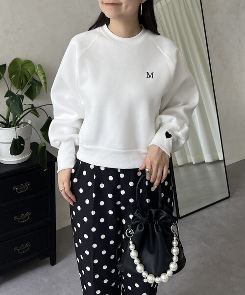 prose verse(プロズヴェール)の「袖ハートM刺繍ロゴ裏起毛スウェット(Tシャツ/カットソー・レディース・オフホワイト/グレー/ピンク/ブラック・MEDIUM)」の6枚目の写真