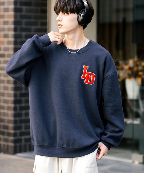 Rocky Monroe(ロッキーモンロー)の「オーバーサイズ裏起毛サガラ刺繍スウェットトレーナー(スウェット・メンズ・チャコール/ネイビー/オートミール/グリーン/グリーン系/杢グレー/アッシュ/チャコールグレー/グレー系/ネイビー系・M/L/XL)」の10枚目の写真