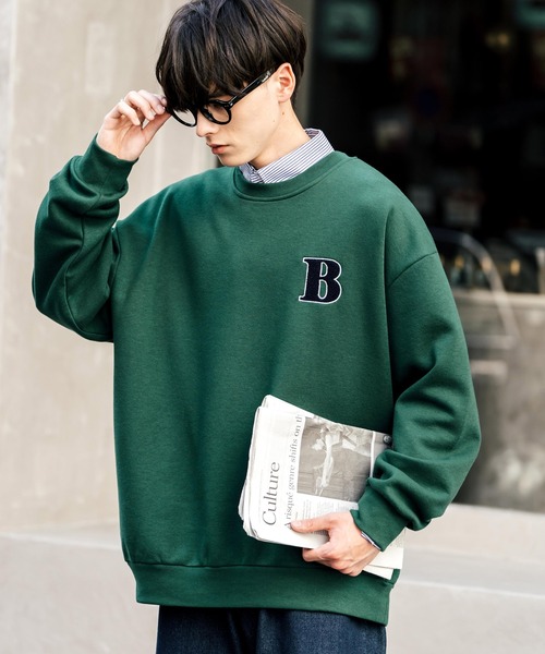 Rocky Monroe(ロッキーモンロー)の「オーバーサイズ裏起毛サガラ刺繍スウェットトレーナー(スウェット・メンズ・チャコール/ネイビー/オートミール/グリーン/グリーン系/杢グレー/アッシュ/チャコールグレー/グレー系/ネイビー系・M/L/XL)」の8枚目の写真