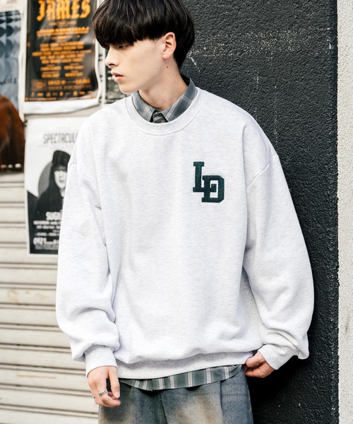 Rocky Monroe(ロッキーモンロー)の「オーバーサイズ裏起毛サガラ刺繍スウェットトレーナー(スウェット・メンズ・チャコール/ネイビー/オートミール/グリーン/グリーン系/杢グレー/アッシュ/チャコールグレー/グレー系/ネイビー系・M/L/XL)」の5枚目の写真