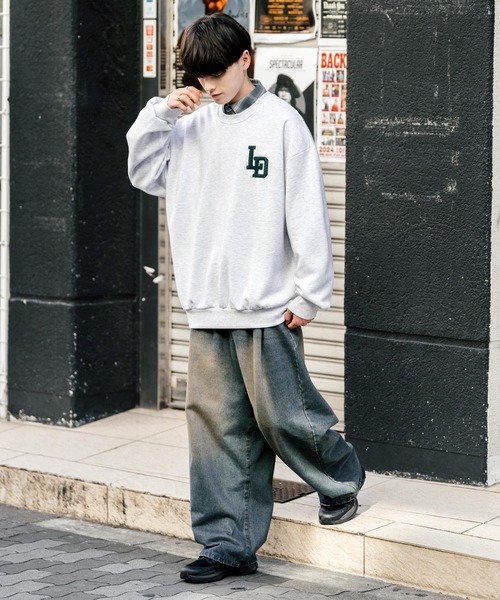 Rocky Monroe(ロッキーモンロー)の「オーバーサイズ裏起毛サガラ刺繍スウェットトレーナー(スウェット・メンズ・チャコール/ネイビー/オートミール/グリーン/グリーン系/杢グレー/アッシュ/チャコールグレー/グレー系/ネイビー系・M/L/XL)」の21枚目の写真