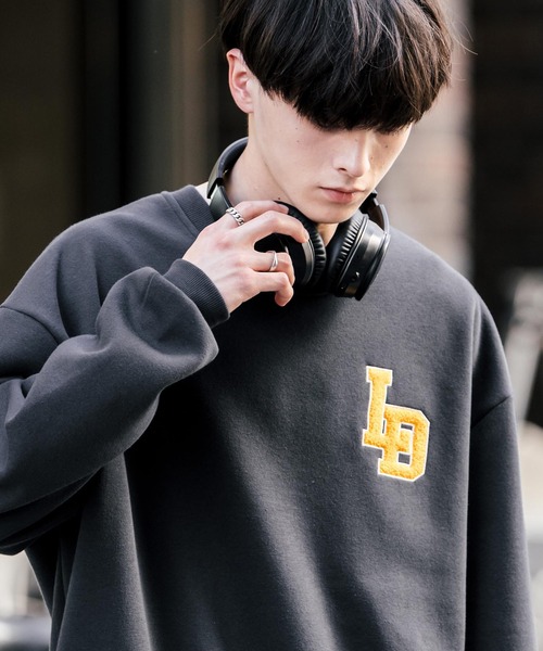 Rocky Monroe(ロッキーモンロー)の「オーバーサイズ裏起毛サガラ刺繍スウェットトレーナー(スウェット・メンズ・チャコール/ネイビー/オートミール/グリーン/グリーン系/杢グレー/アッシュ/チャコールグレー/グレー系/ネイビー系・M/L/XL)」の12枚目の写真