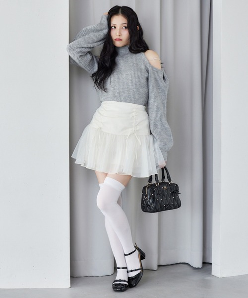 one after another NICE CLAUP（ワンアフターアナザーナイスクラップ）の「あざと肩あきフェミニンニット（ニット/セーター・レディース・チャコールグレー/グレー/オフホワイト/ピンク・FREE）」の14枚目の写真