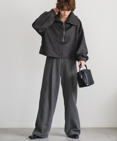 select MOCA（セレクトモカ）の「スエードポンチハーフジップトップス（その他トップス・レディース・アイボリー/ブラック/モカ・FREE）」の6枚目の写真